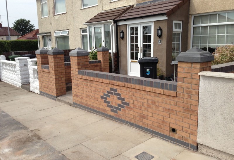 Front view of completed Bootle Garden Wall