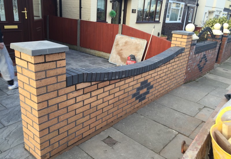 Completed garden wall Netherton