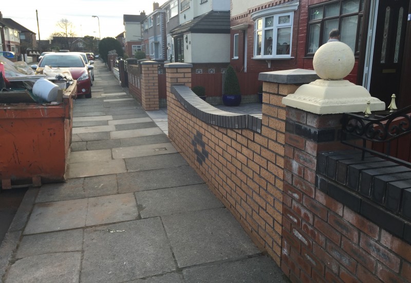 side view of completed garden wall Netherton